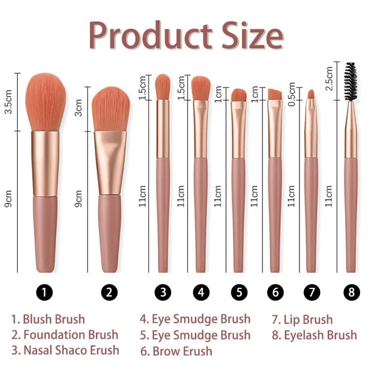 8 Pcs Makeup Brush Set